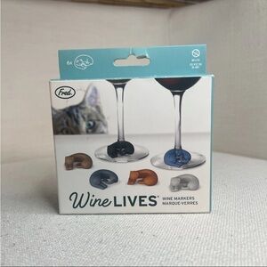 Fred Cat-Shaped Wine Markers in Brown, Black, and Blue